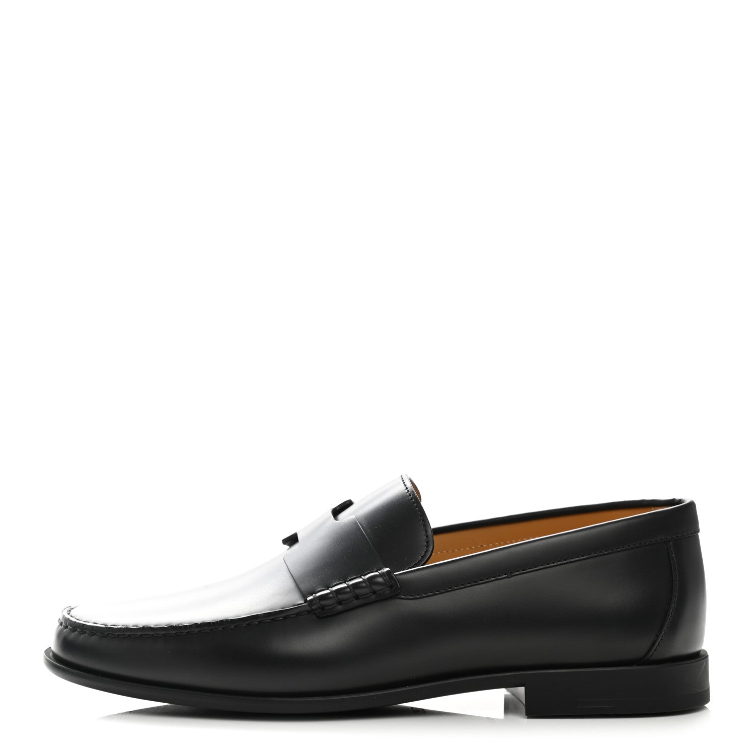 Hermes Glossed Calfskin Mens Duke Loafers 40 Black 1 of 10