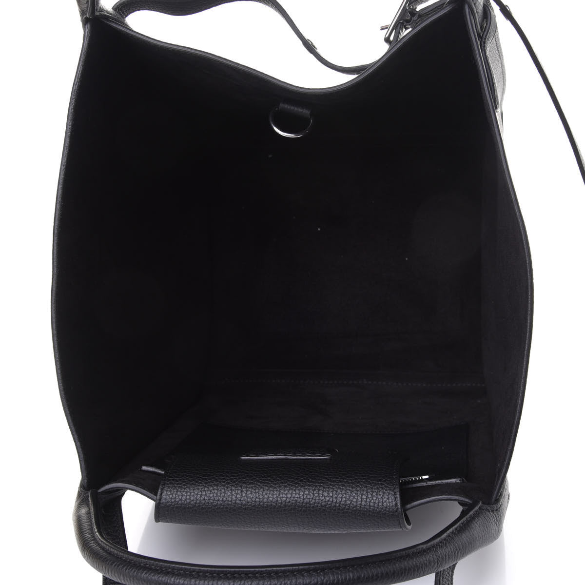 Supple Grained Calfskin Small Long Strap Big Bag Black