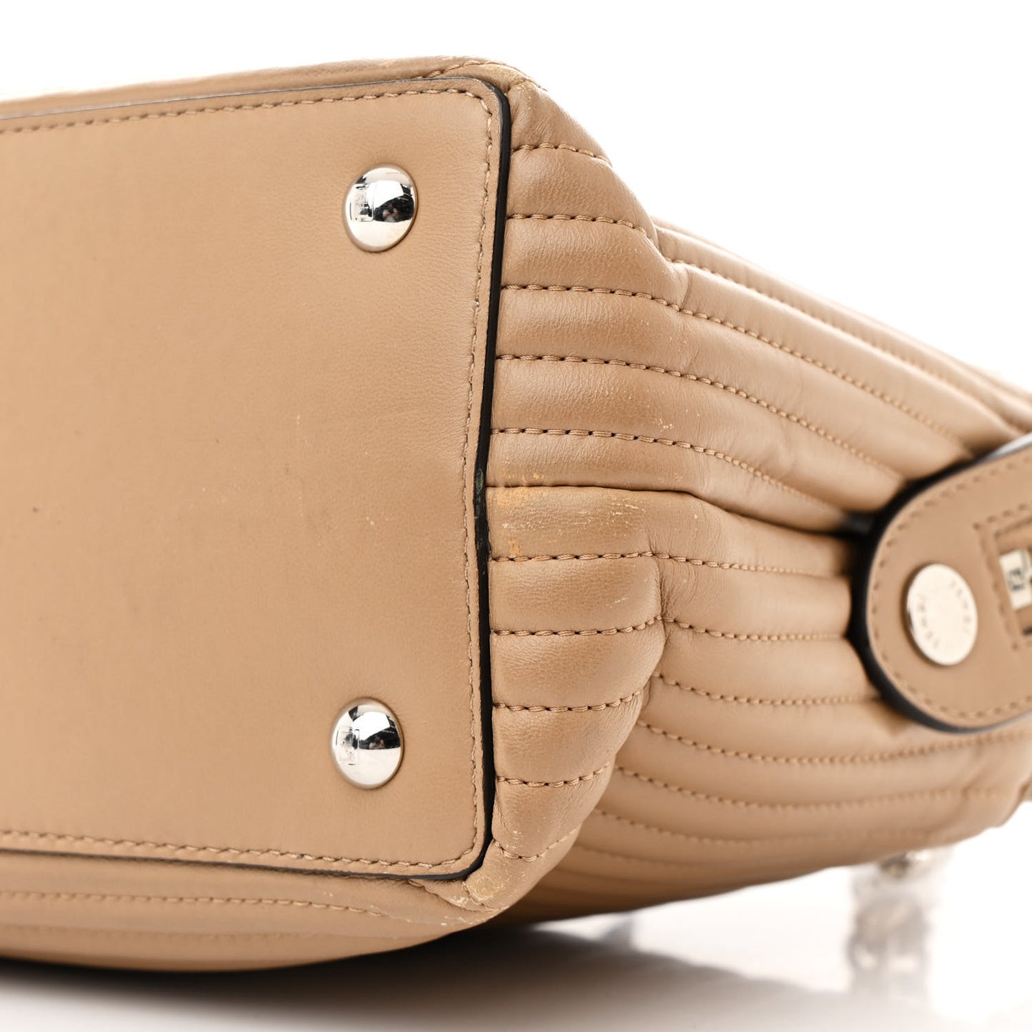 Shiny Nappa Trapuntata Small DotCom Click Chain Satchel Cuoio