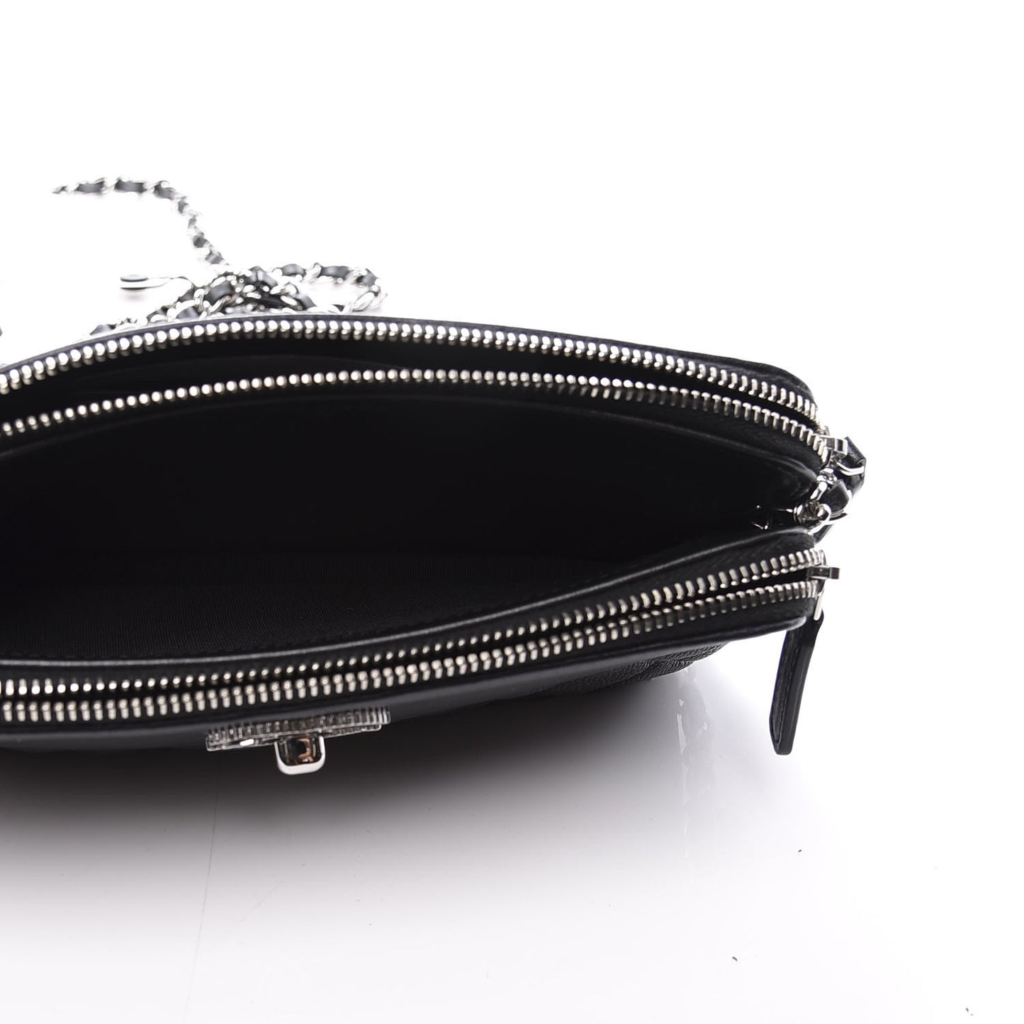 Caviar Quilted Small Vintage Mademoiselle Clutch With Chain Black