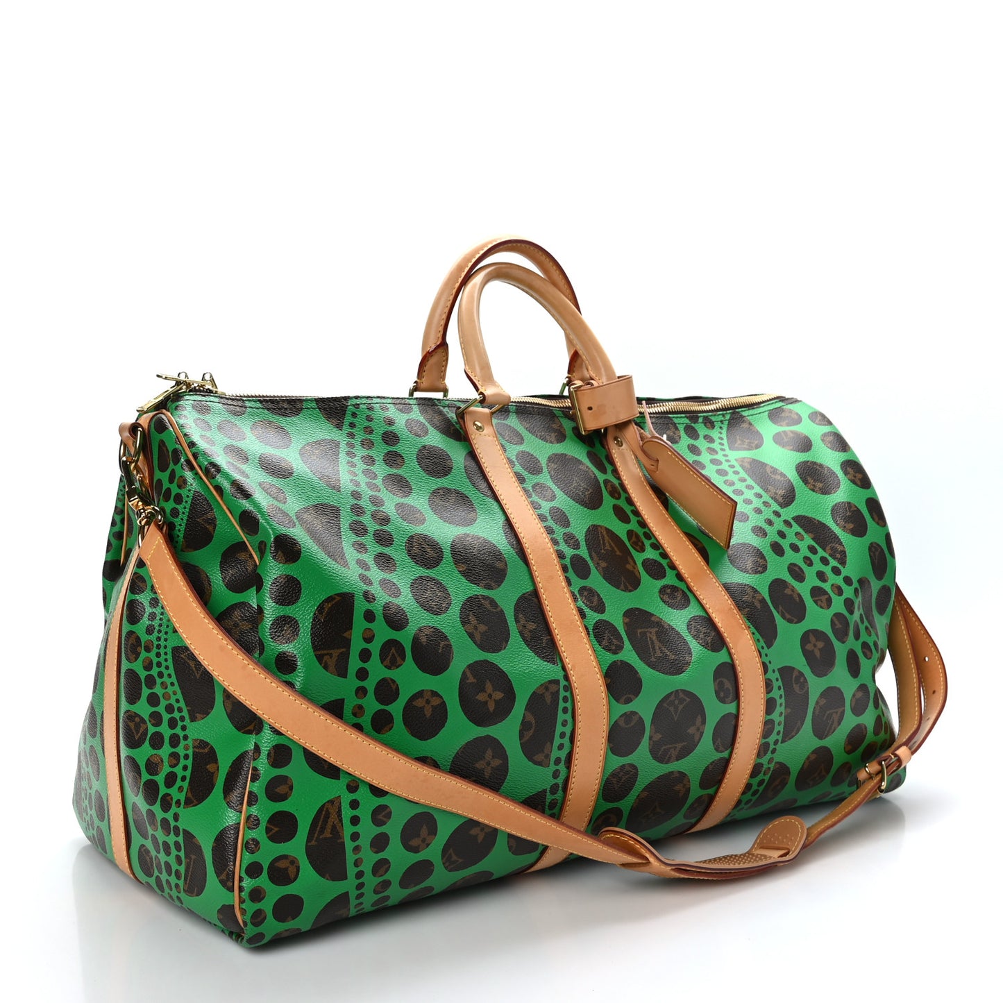 Monogram Kusama Pumpkin Dots Keepall Bandouliere 55 Green