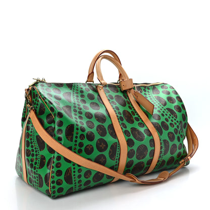 Louis Vuitton Monogram Kusama Pumpkin Dots Keepall Bandouliere 55 Green 2 of 13