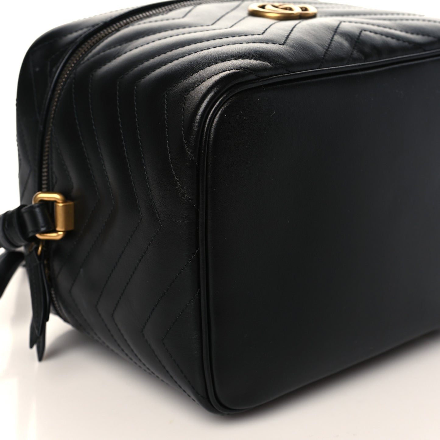 Calfskin Matelasse Large GG Marmont Vanity Cosmetic Case Black