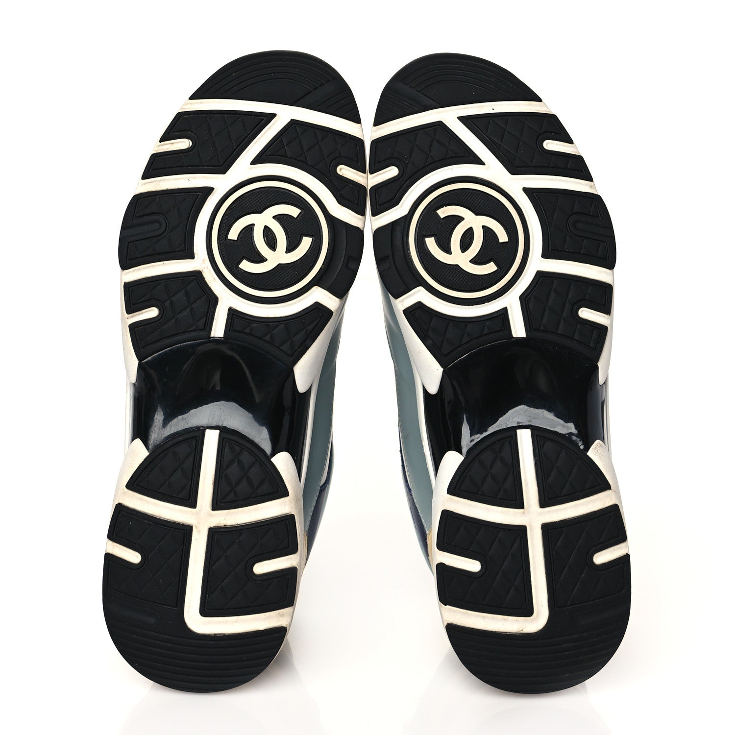 Chanel Calfskin Patent CC Sneakers 39 White Blue Yellow 5 of 8