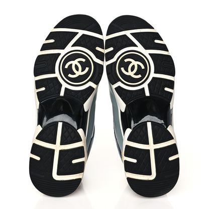 Chanel Calfskin Patent CC Sneakers 39 White Blue Yellow 5 of 8