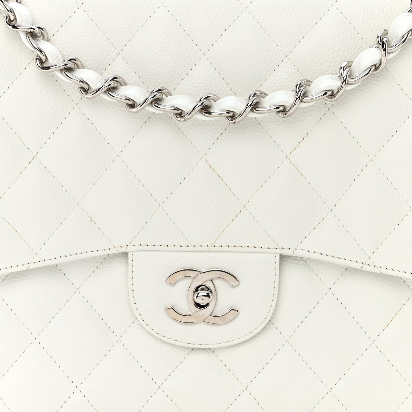 Caviar Quilted Jumbo Single Flap White
