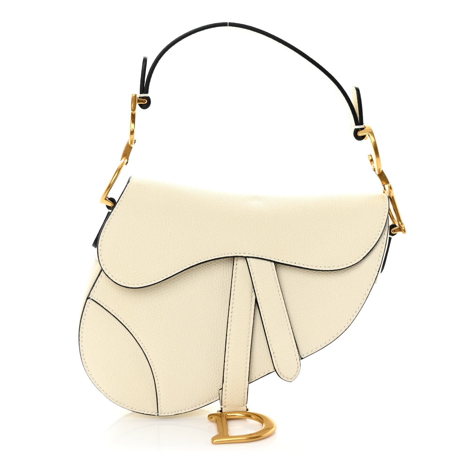 Christian Dior Grained Calfskin Mini Saddle Bag White 1 of 9
