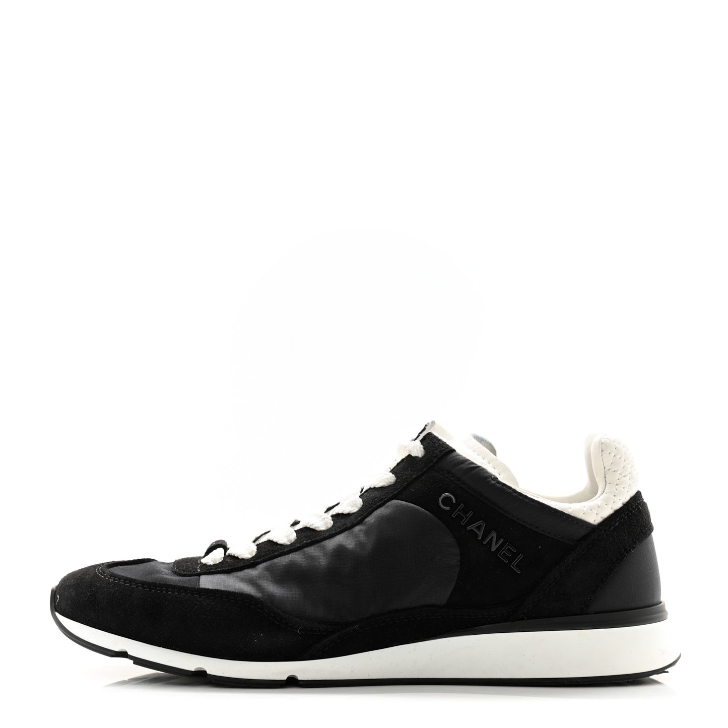 Nylon Suede Kidskin Calfskin Logo Sneakers 37 Black White