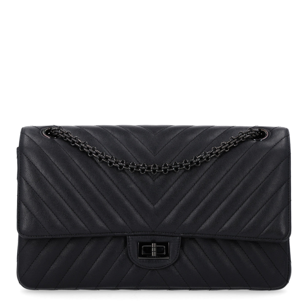 Chanel Sheepskin Chevron Quilted 2.55 Reissue 226 Flap So Black 1 of 10