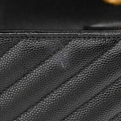 Saint Laurent Grain De Poudre Matelasse Chevron Large Monogram Satchel Black 13 of 13