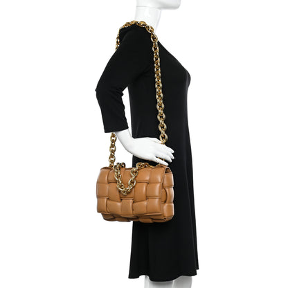 Bottega Veneta Lambskin Maxi Intreccio Padded Chain Cassette Crossbody Bag Caramel 2 of 14