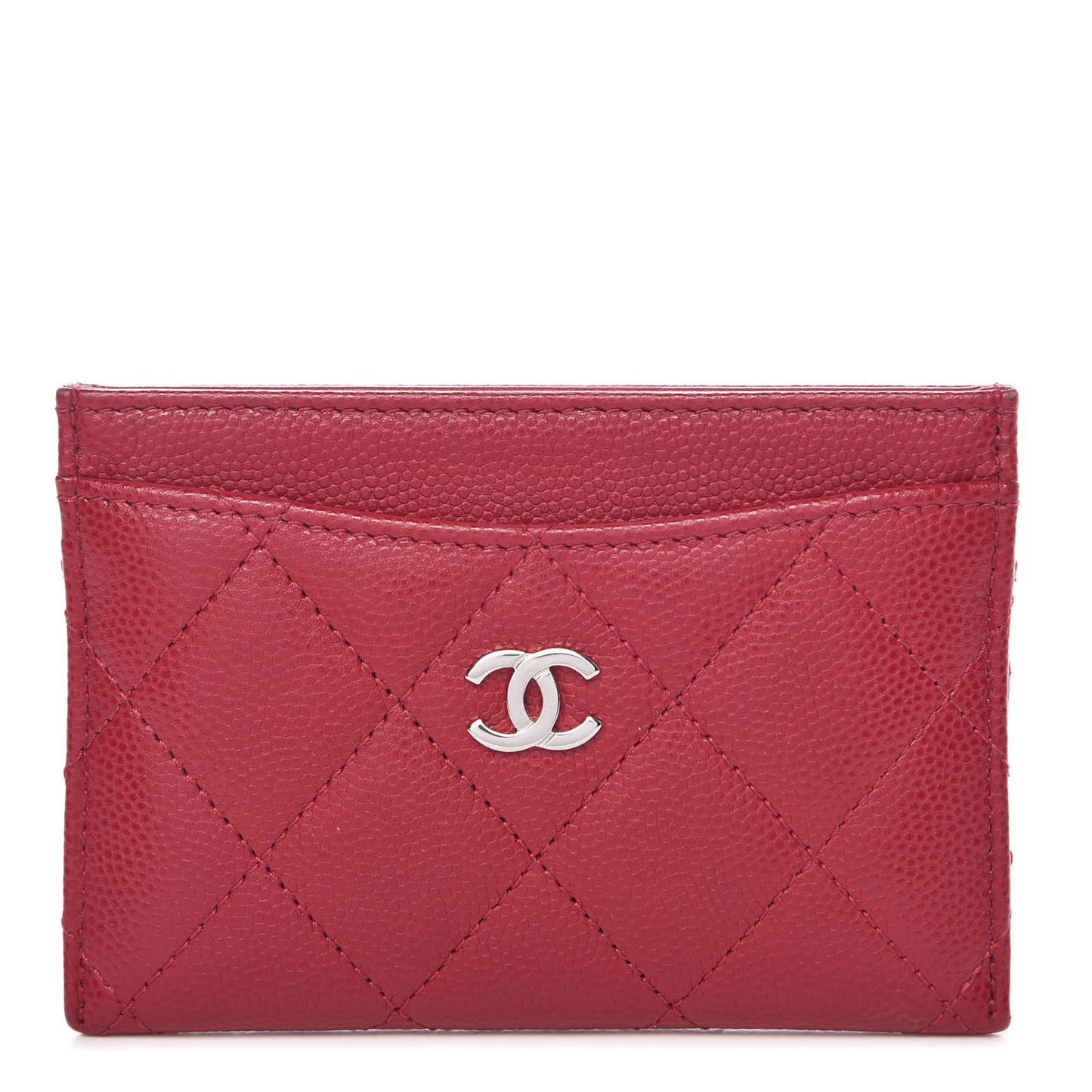 Caviar Quilted Card Holder Pink