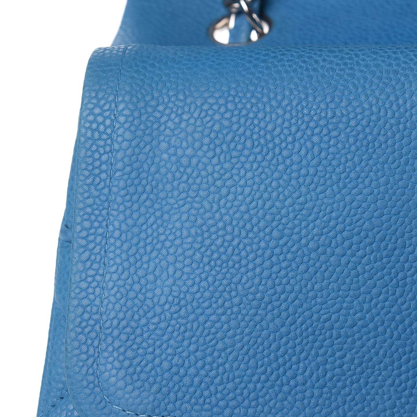 Iridescent Caviar Quilted Jumbo Double Flap Blue