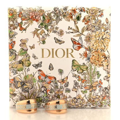 Christian Dior Metal Enamel Code Hoop Earrings Placid Blue Gold 5 of 5