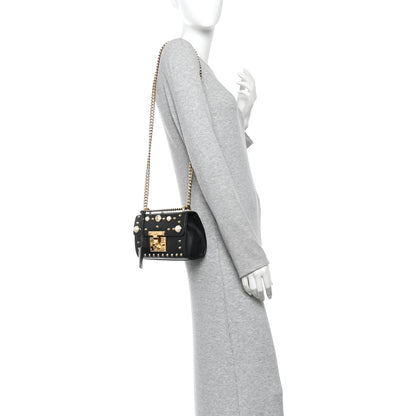 Gucci Calfskin Studded Small Padlock Shoulder Bag Black 2 of 10