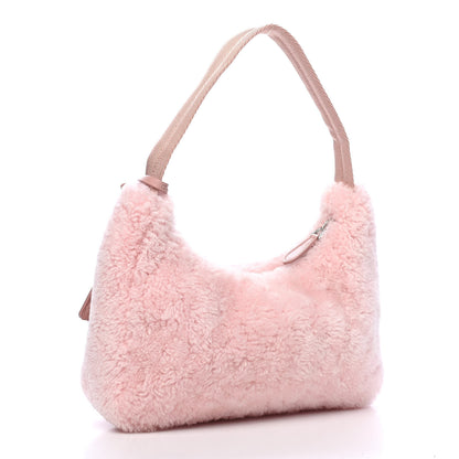 Prada Shearling Mini Re-Edition 2000 Bag Orchidea 2 of 9