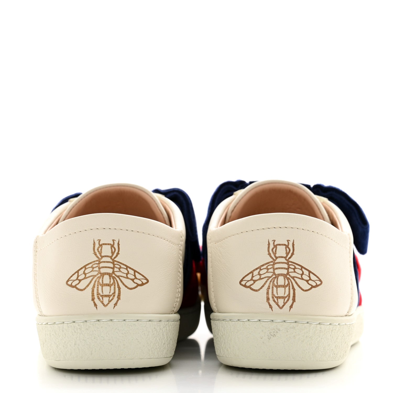 Gucci Calfskin Velvet Womens Bow Ace Sneakers 35 White 5 of 10