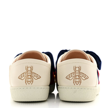 Gucci Calfskin Velvet Womens Bow Ace Sneakers 35 White 5 of 10
