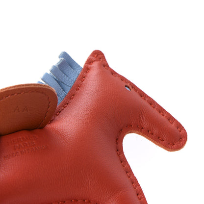 Hermes Milo Lambskin Grigri Rodeo Horse Bag Charm PM Capucine Celeste Cornaline 3 of 4