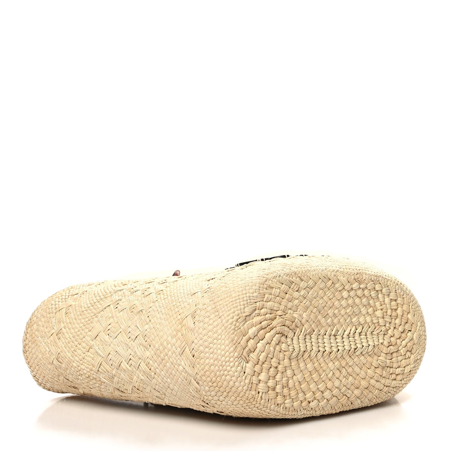 Calfskin Raffia Small Anagram Basket Tote Bag Natural Tan