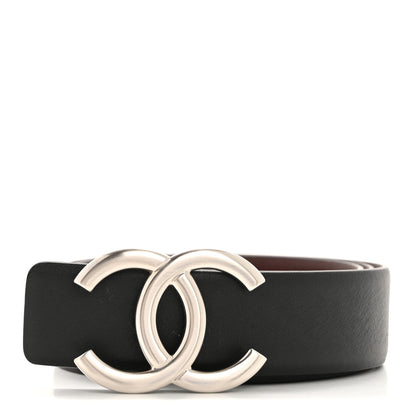 Chanel Calfskin CC Reversible Belt 75 30 Black Burgundy 1 of 6