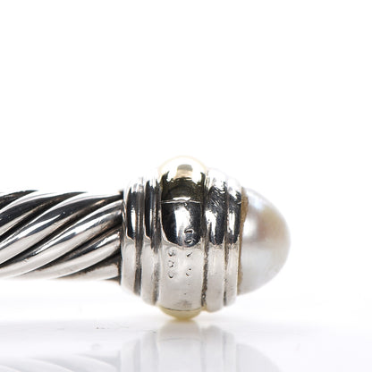 David Yurman Sterling Silver 14K Yellow Gold Pearl 5mm Cable Classics Bracelet 4 of 5