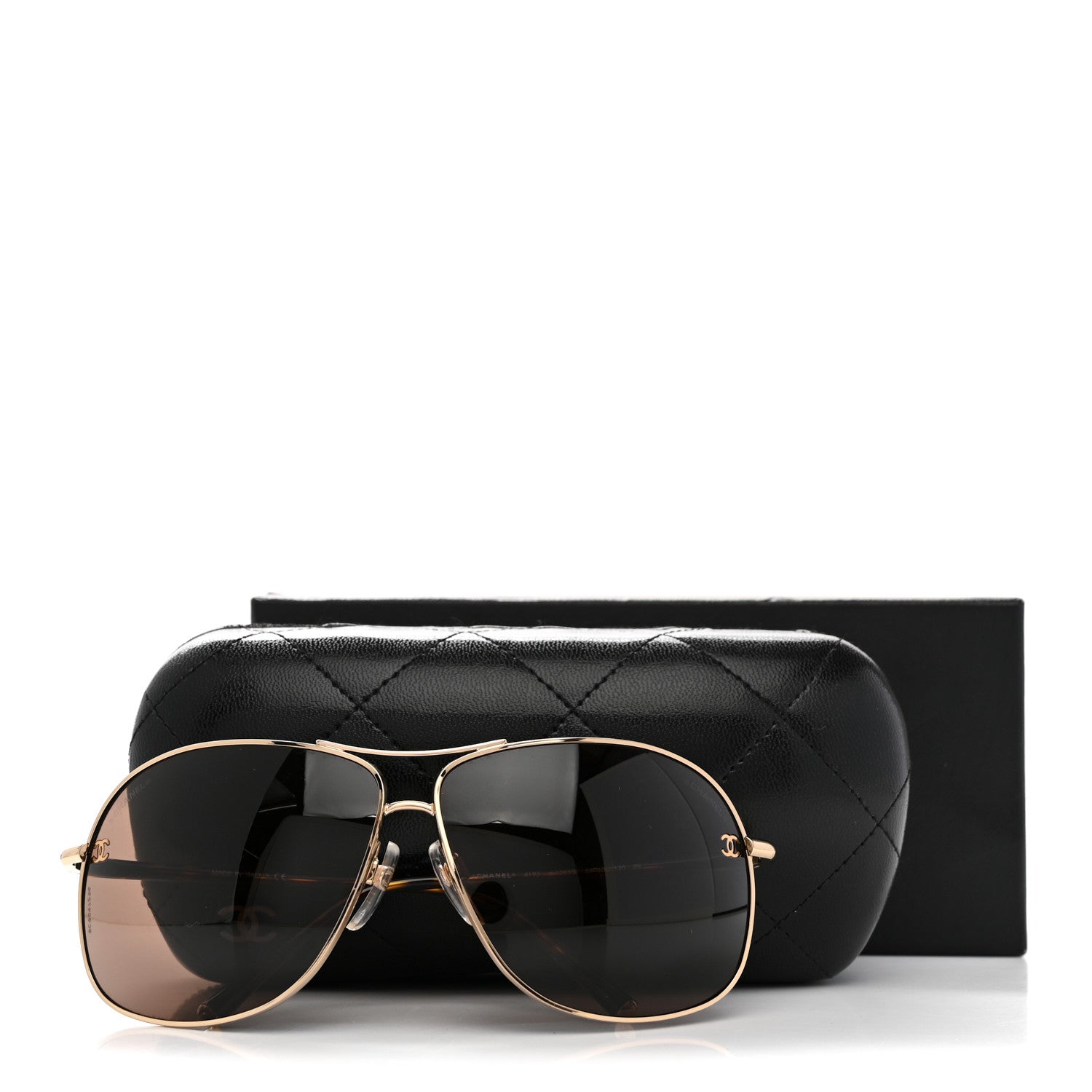 Chanel Metal CC Aviator Sunglasses 4193 Gold Havana Gold Havana 7 of 7