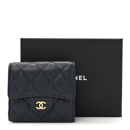 Chanel Caviar Quilted Compact Flap Wallet Navy 11 of 11