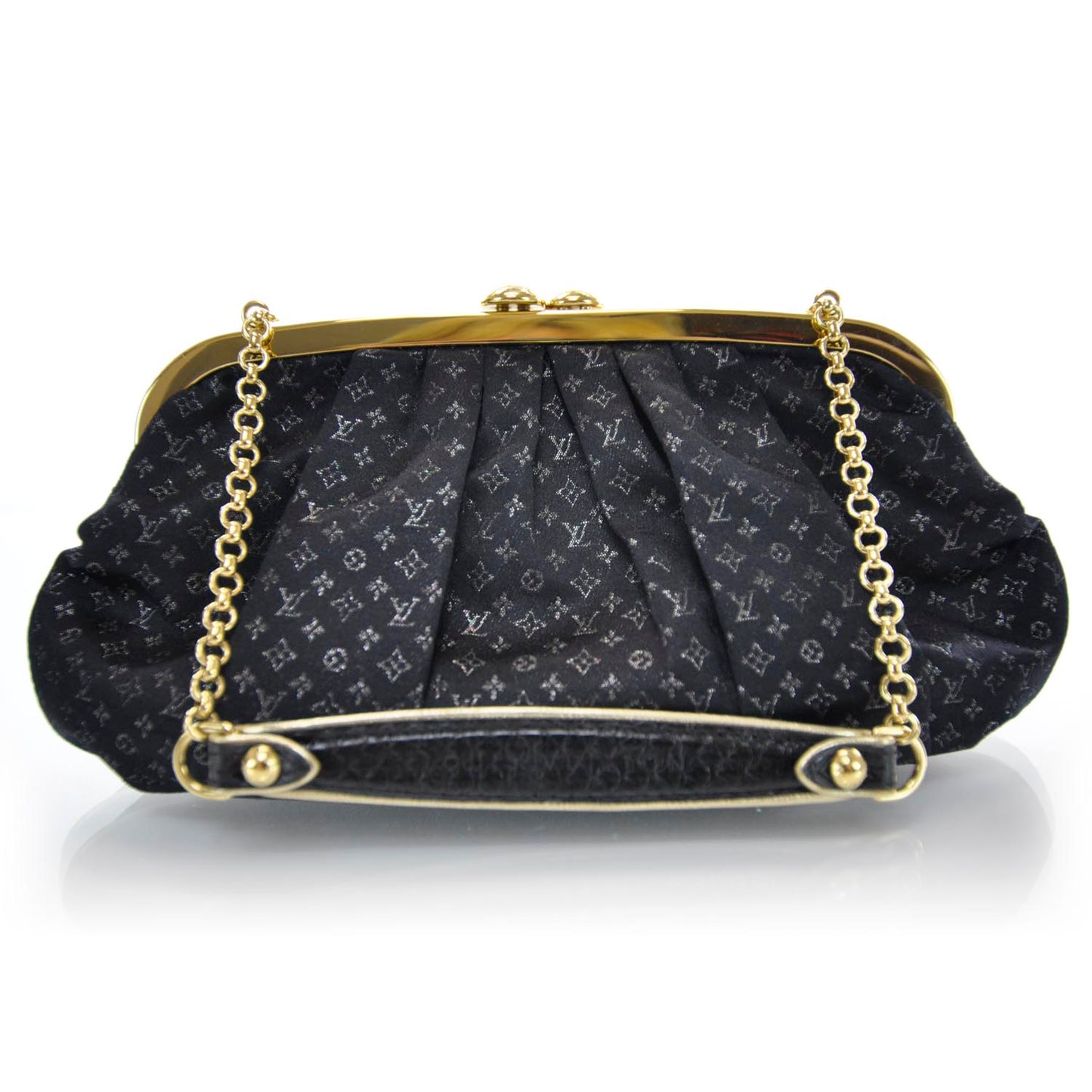 Satin Monogram Aumoniere Clutch Black