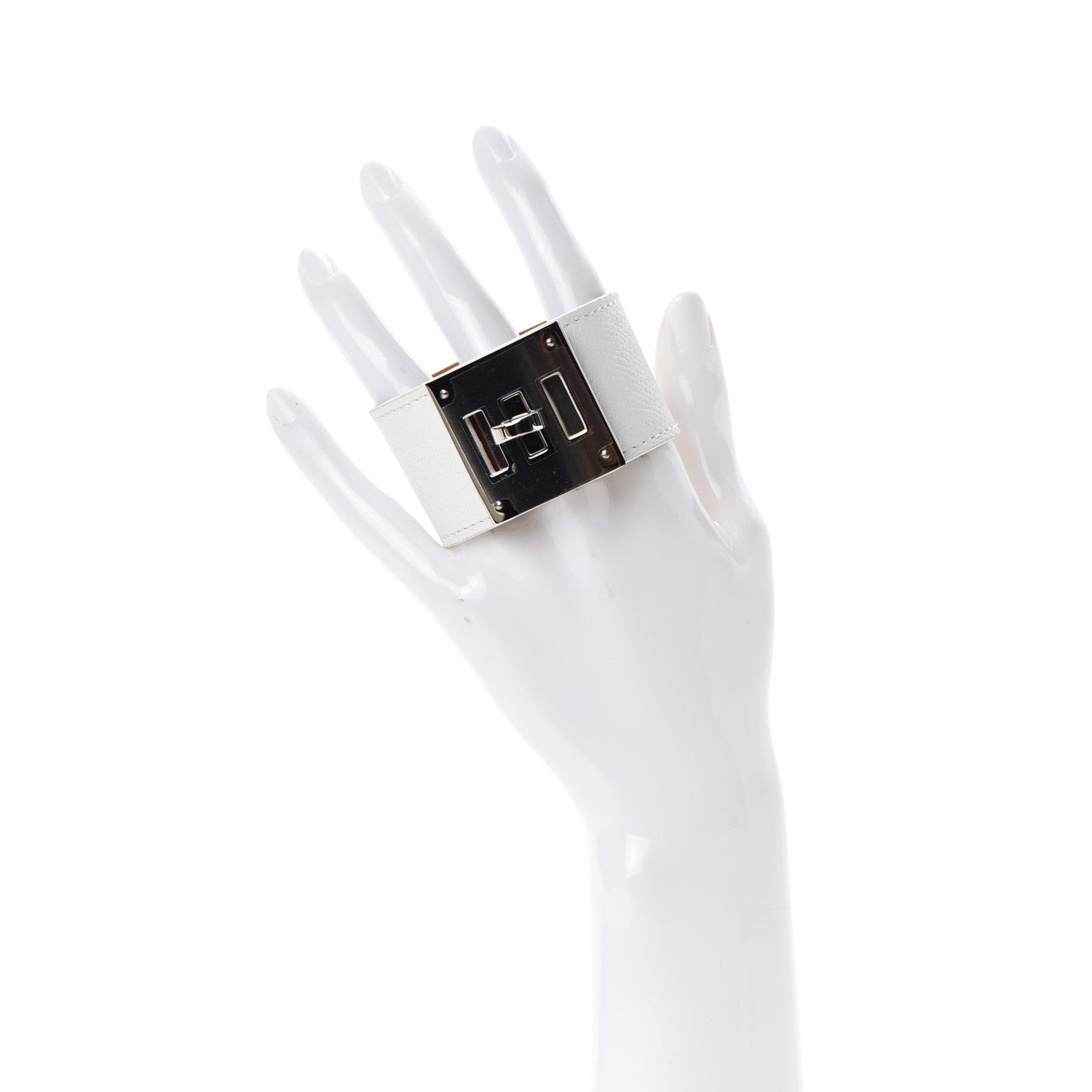 Hermes Epsom Kelly Dog Bracelet White 2 of 5