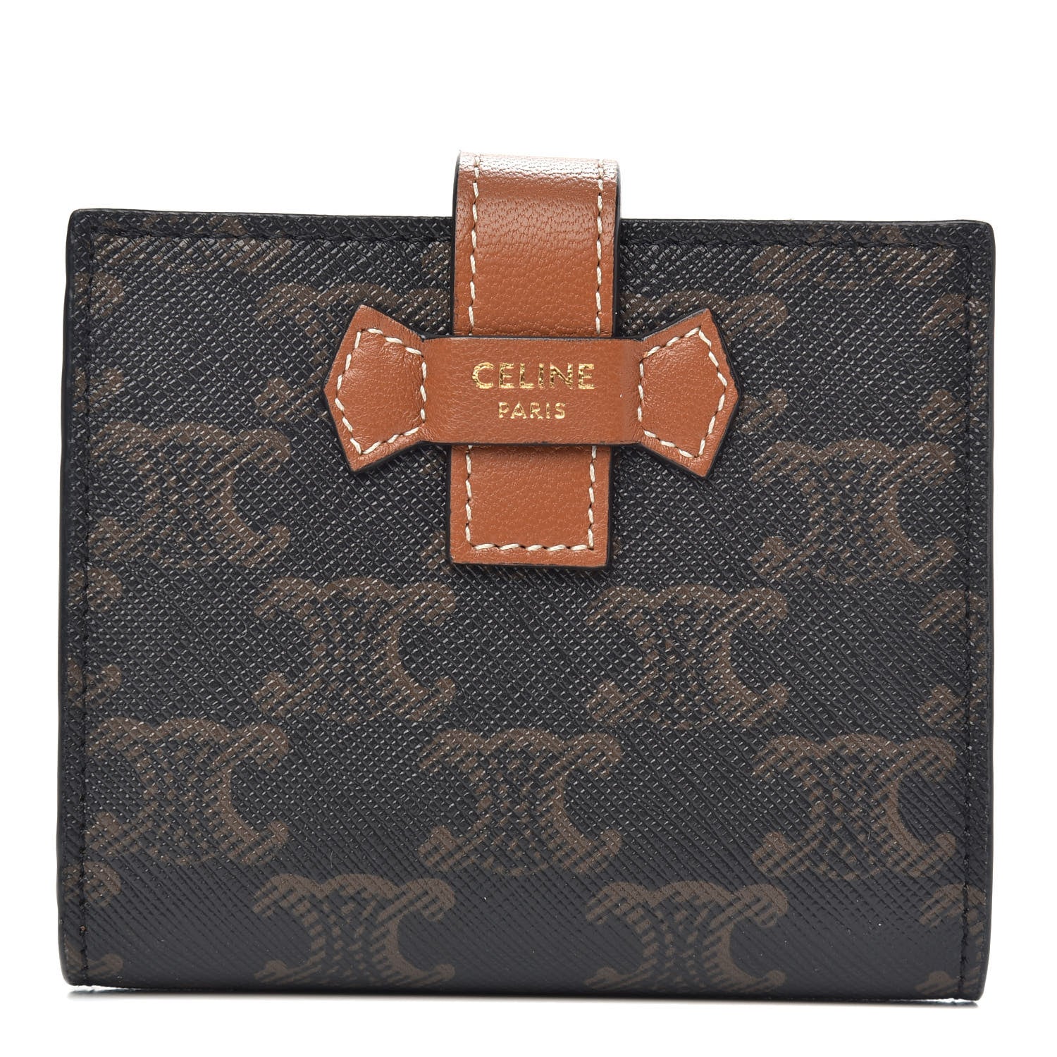 Celine Canvas Triomphe Small Strap Wallet Tan 1 of 6