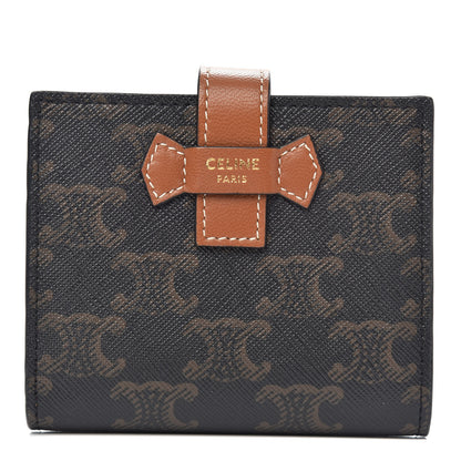 Celine Canvas Triomphe Small Strap Wallet Tan 1 of 6