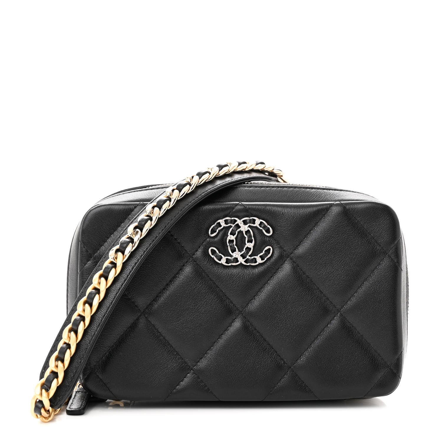 Chanel Goatskin Quilted Chanel 19 Camera Crossbody Case Black 1 of 11