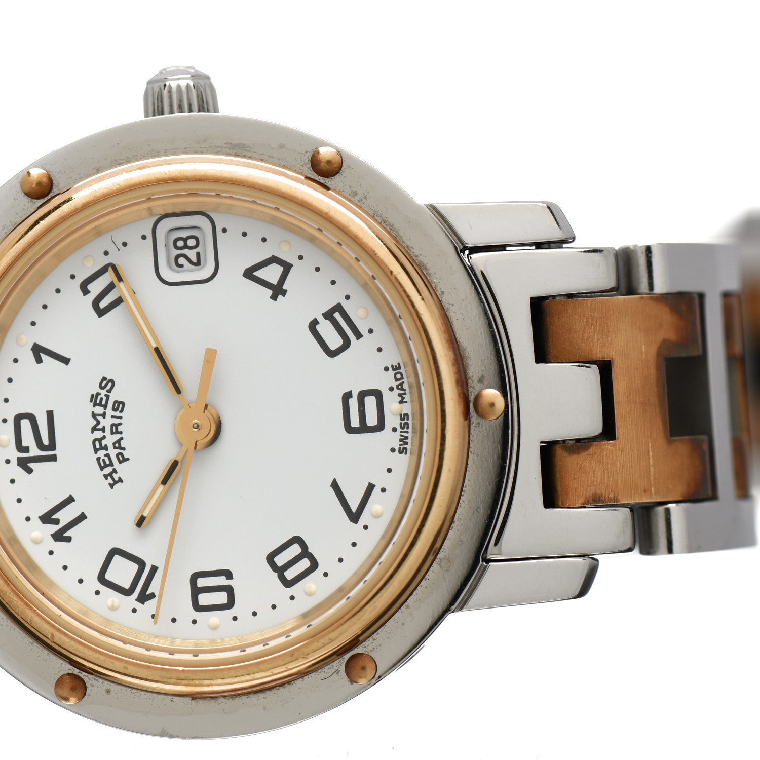 Hermes Stainless Steel 24mm Clipper Quartz Watch Gold 6 of 7