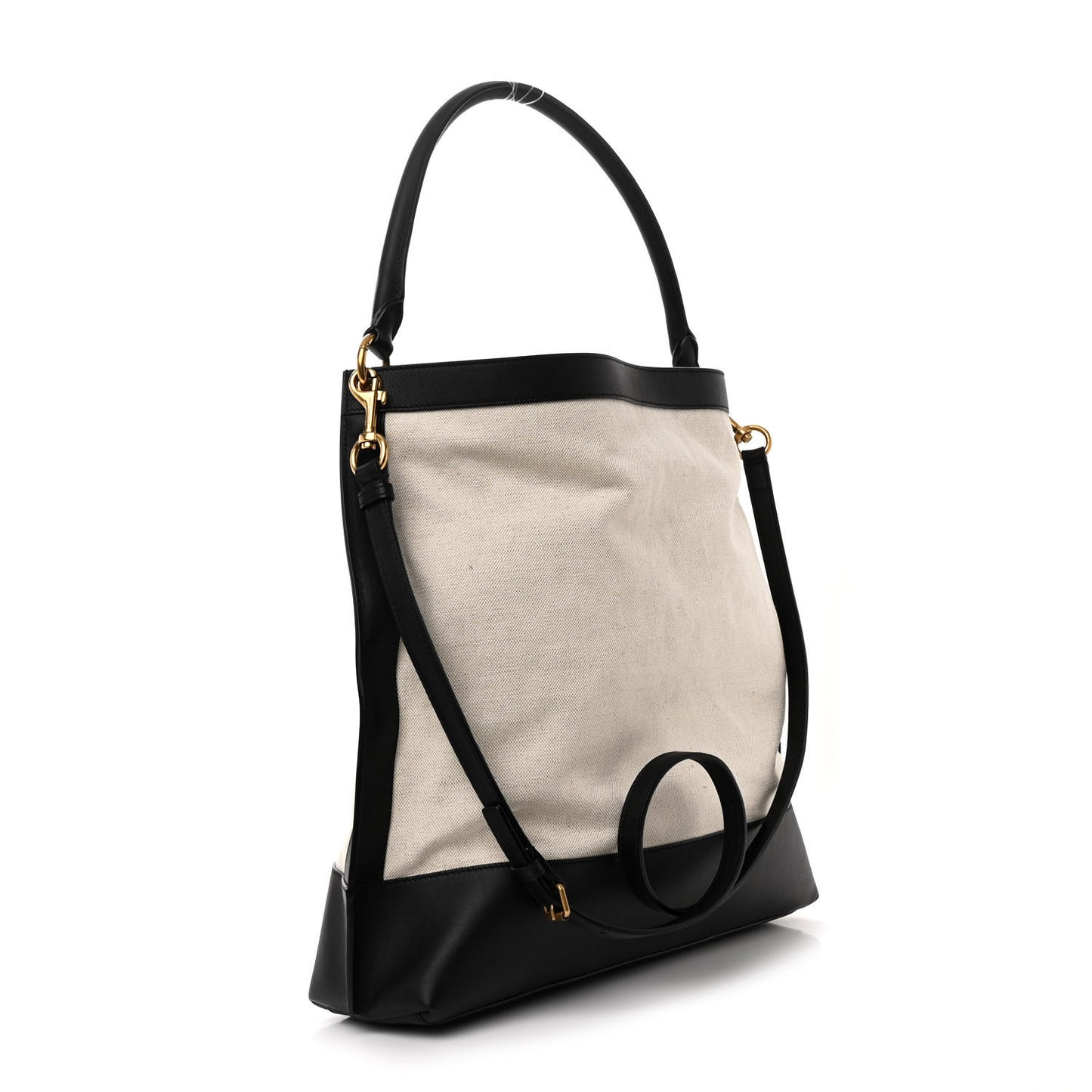 Canvas Calfskin Tag Hobo White Black