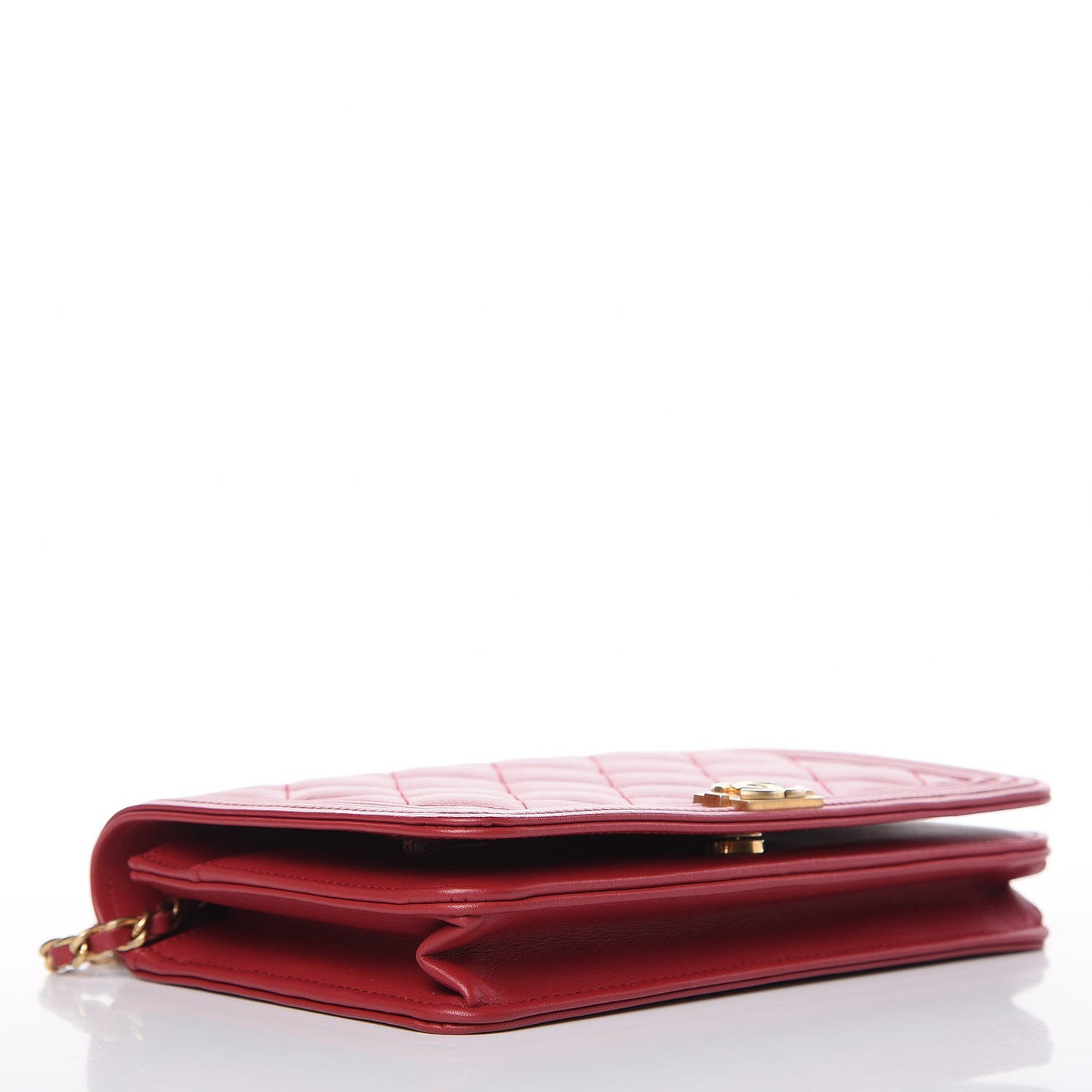 Calfskin Quilted Boy Wallet On Chain WOC Red
