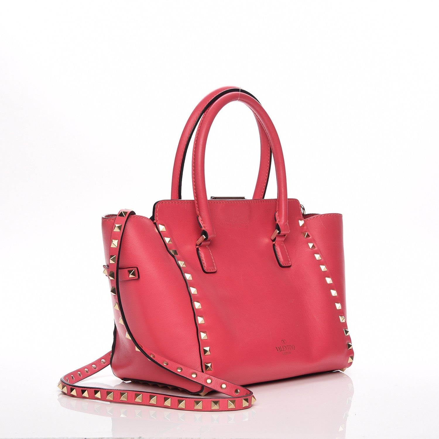 Valentino Garavani Vitello Small Rockstud Double Handle Tote Raspberry 4 of 8