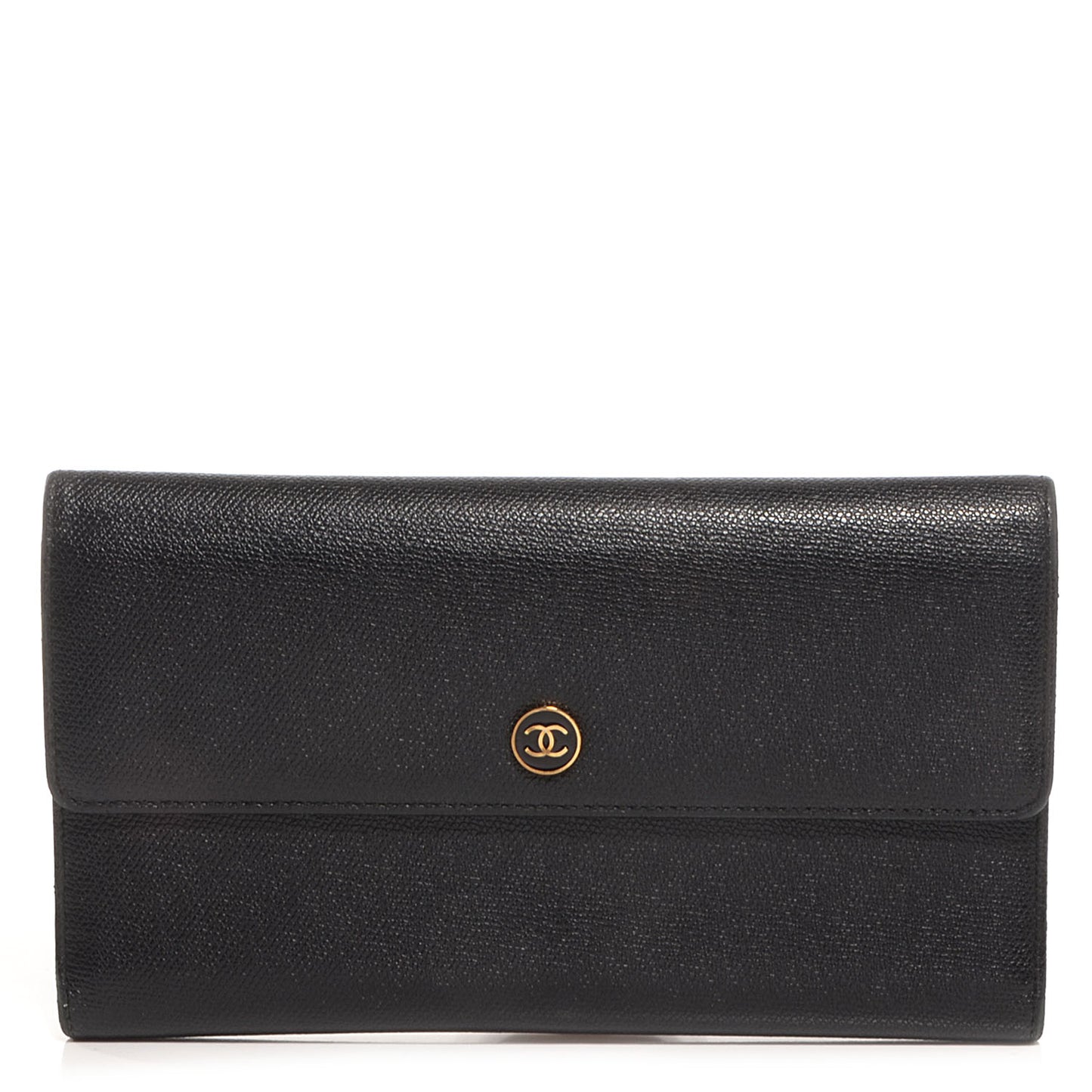 Calfskin Large Flap Wallet Black