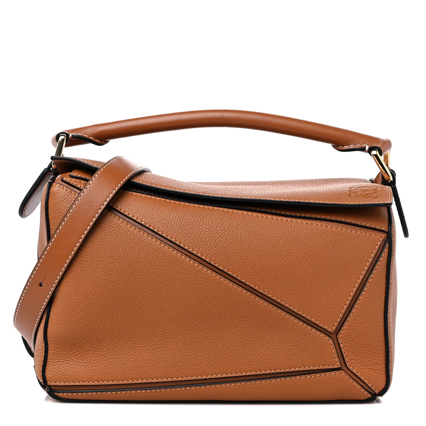 Grained Calfskin Small Puzzle Bag Tan