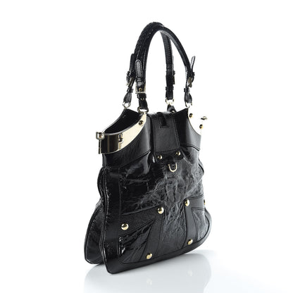 Versace Patent Studded Shoulder Bag Black 3 of 8