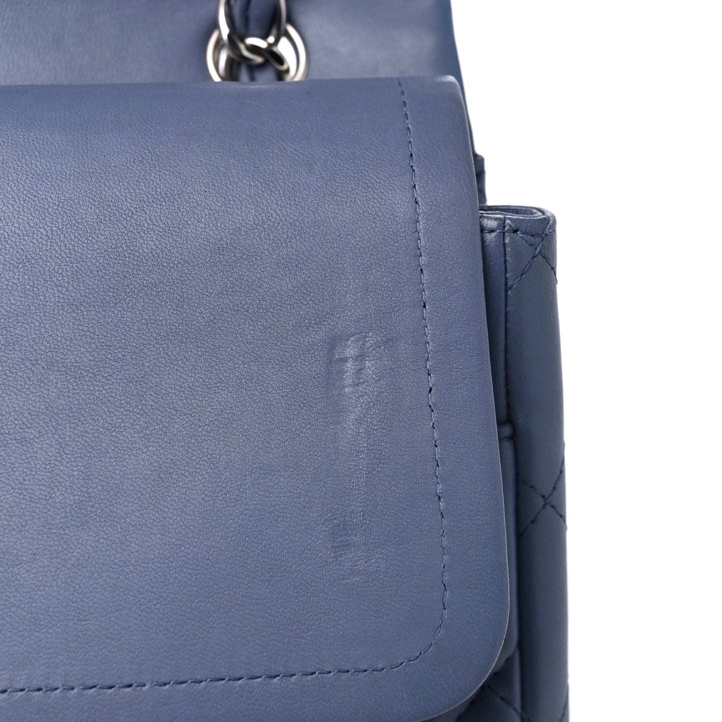 Lambskin Quilted Maxi Double Flap Blue
