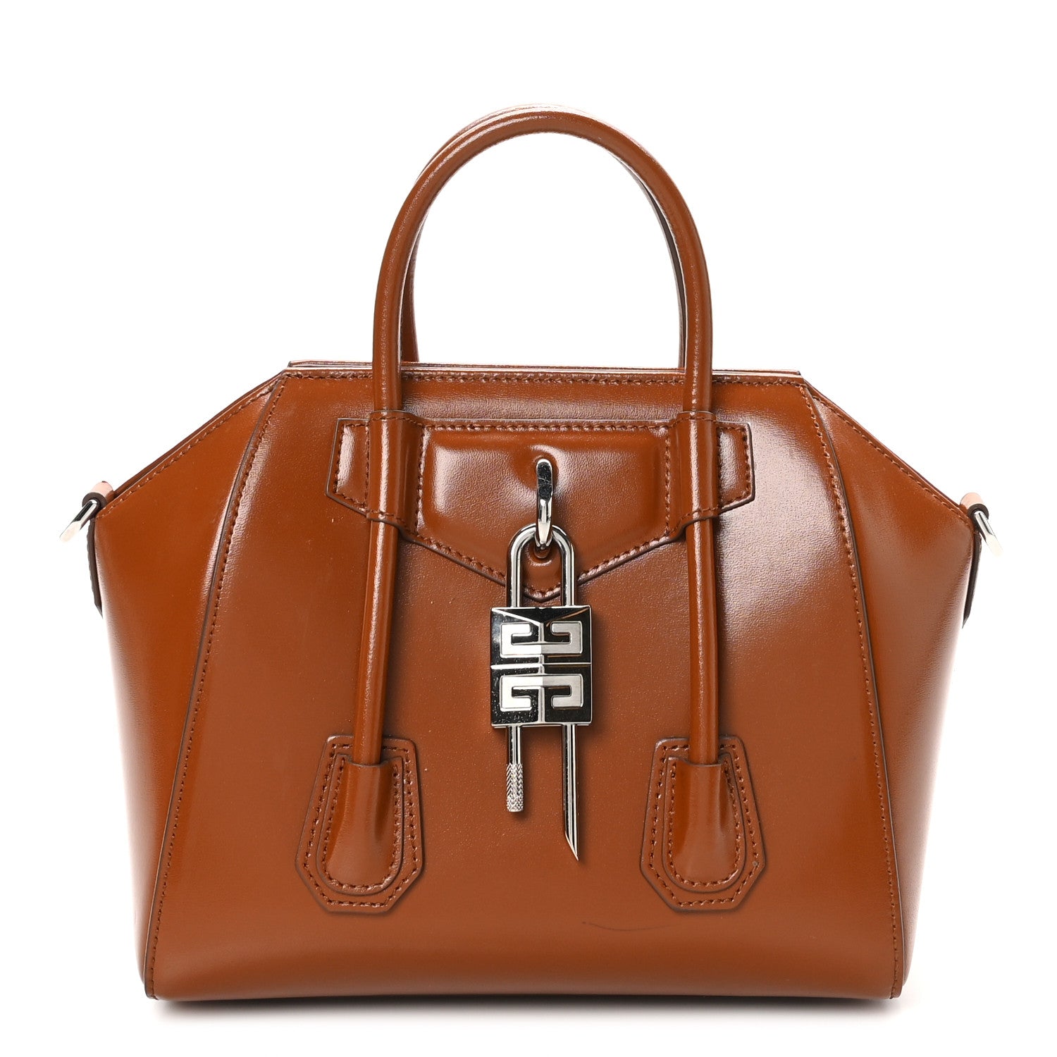 Givenchy Box Calfskin Mini Lock Antigona Shoulder Bag Beige Chestnut 1 of 10