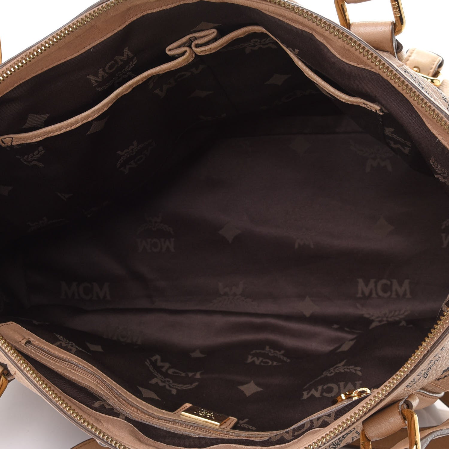 MCM Visetos Medium Essentials Shopper Tote Beige 4 of 4