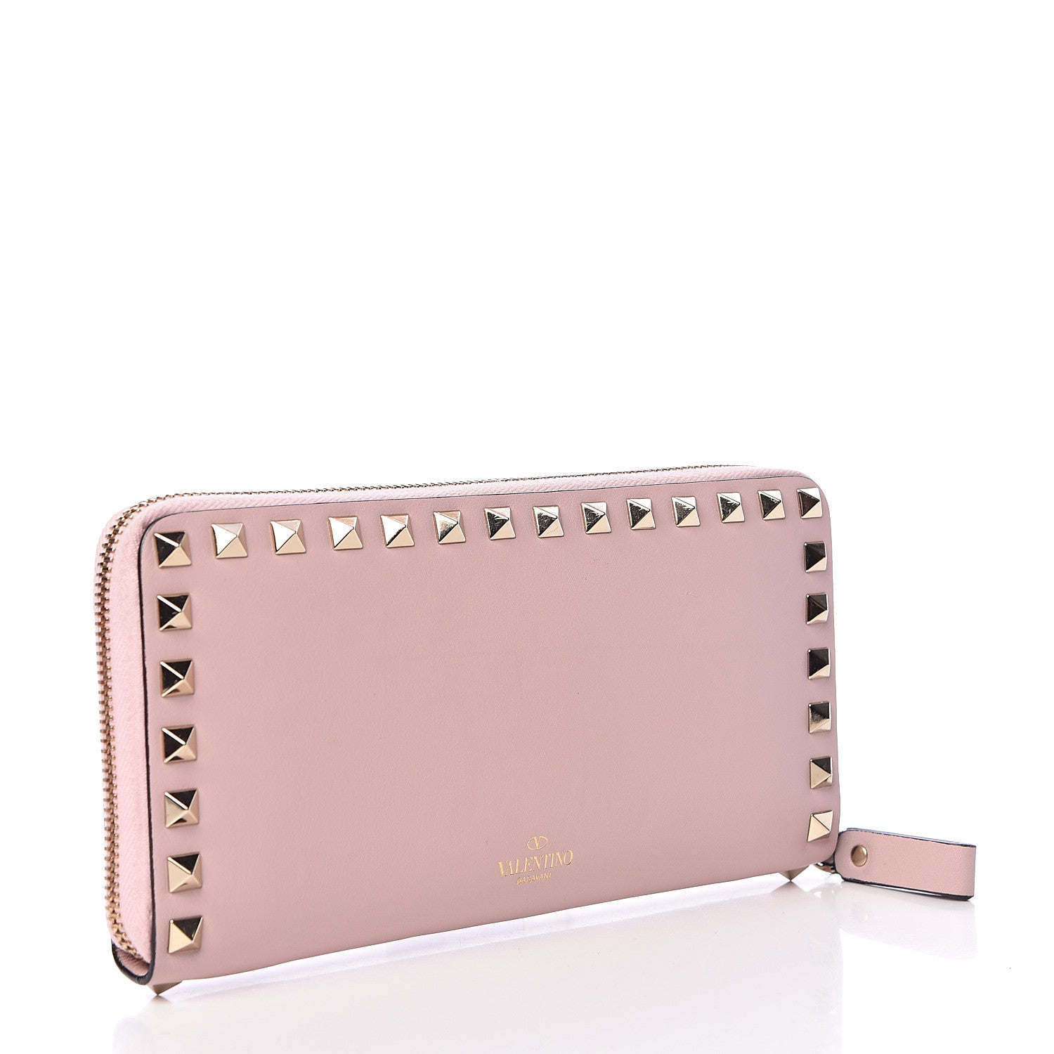 Valentino Garavani Calfskin Rockstud Zip Around Wallet Water Rose 3 of 9