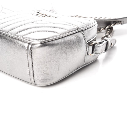Prada Metallic Nappa Impunture Diagramme Crossbody Cromo 8 of 13