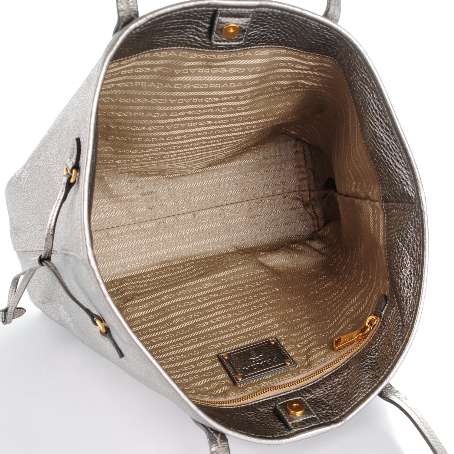 Prada Vitello Daino Shopping Tote Acciaio 5 of 9