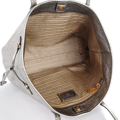 Prada Vitello Daino Shopping Tote Acciaio 5 of 9