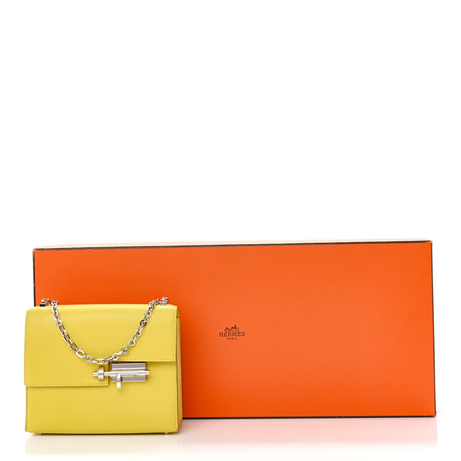 Hermes Chevre Mysore Mini Verrou Chaine Bag Lime 12 of 12