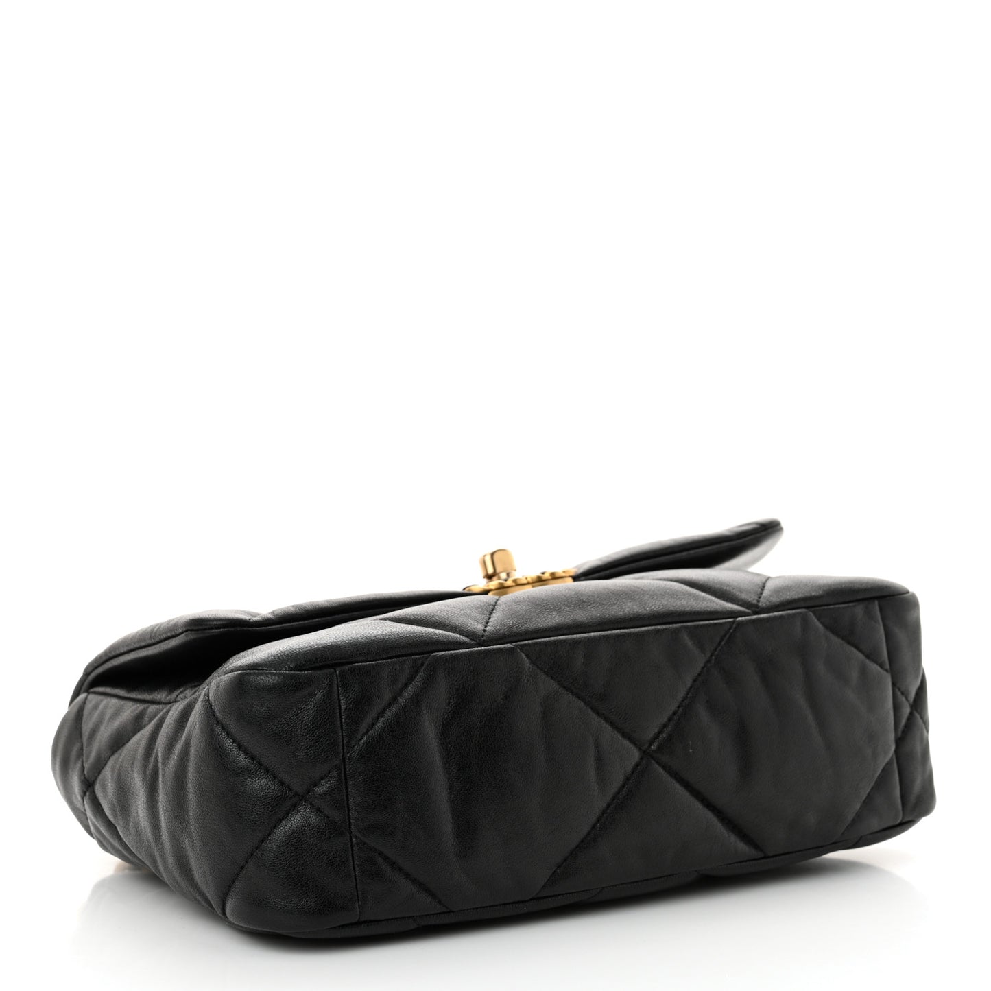Shiny Goatskin Quilted Medium Chanel 19 Flap Black