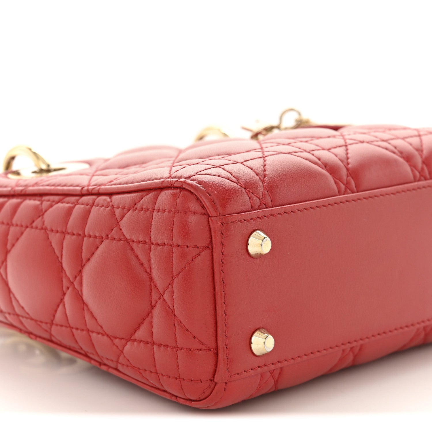 Christian Dior Lambskin Cannage Mini Lady Dior Red 9 of 15